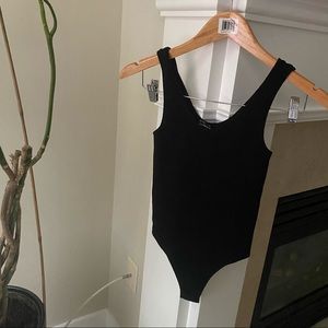 SWS Black Ribbed Scoopneck Tank Bodysuit